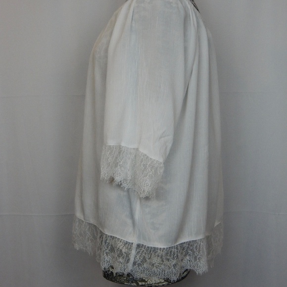 INC White Lace edged 3/4 sleeve top size XL - Picture 3 of 5